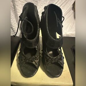All Saints beautiful black heels unique!  Like new!